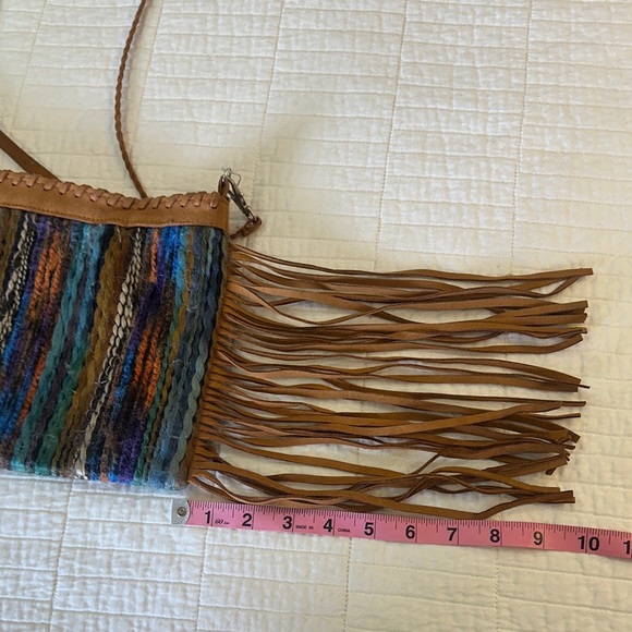 Leather Tassel Western Cowgirl Bohemian Fringe Shoulder Bag / Clutch - Picture 6 of 7